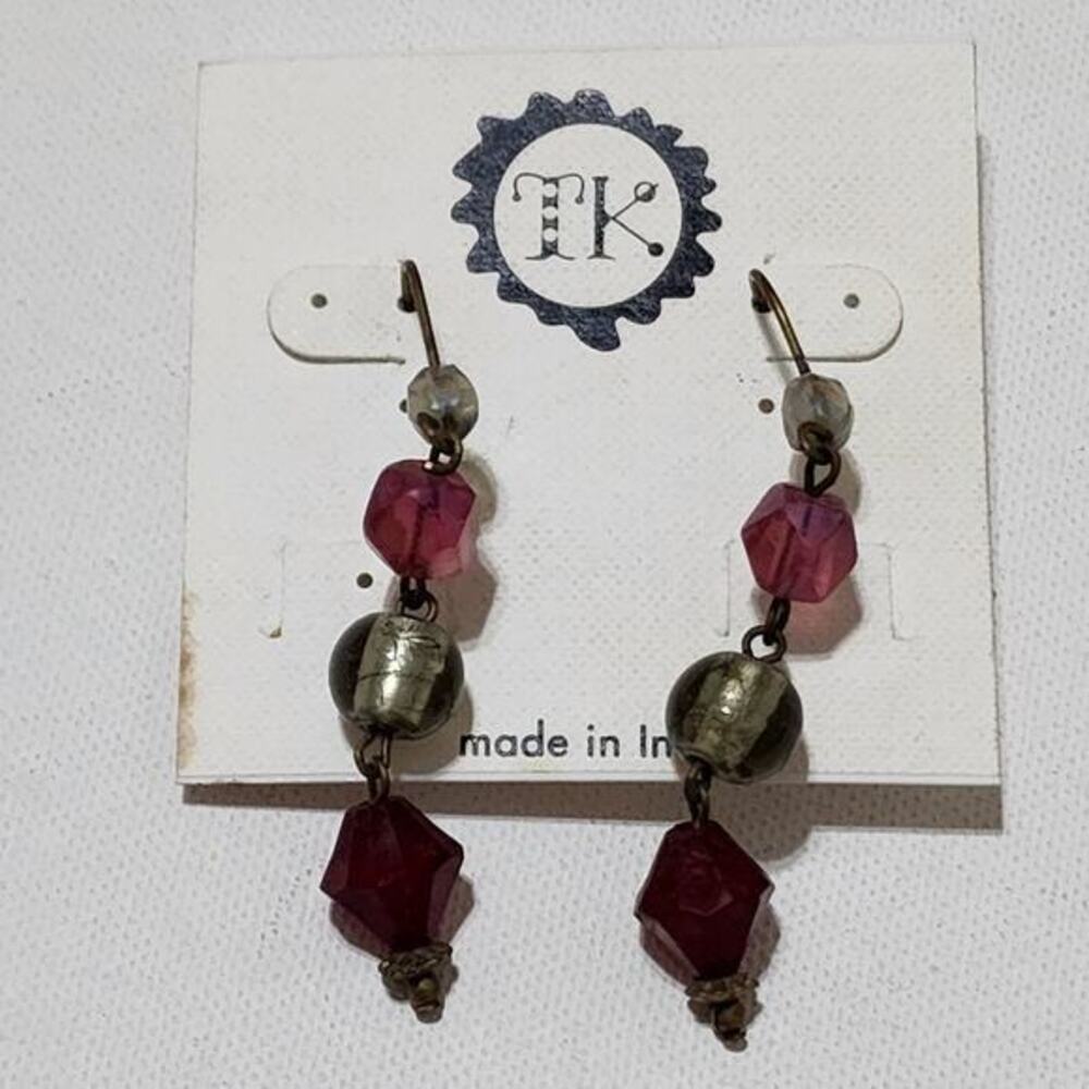 Treska Pink beaded dangle earrings new!!!